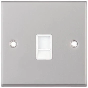 Selectric 7M-Pro Satin Chrome 1 Gang RJ45 Socket with White Insert