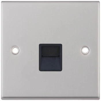 Selectric 7M-Pro Satin Chrome 1 Gang Telephone Secondary Socket with Black Insert