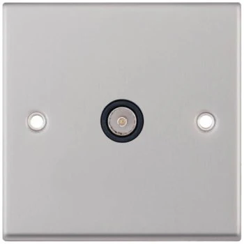 Selectric 7M-Pro Satin Chrome 1 Gang TV Socket with Black Insert