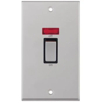 Selectric 7M-Pro Satin Chrome 2 Gang 45A DP Switch with Neon and Black Insert