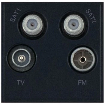 Selectric Black Isolated 2xCoaxial/Aerial (Male & Female) and 2xF-Type Satellite Module with Faraday Cage