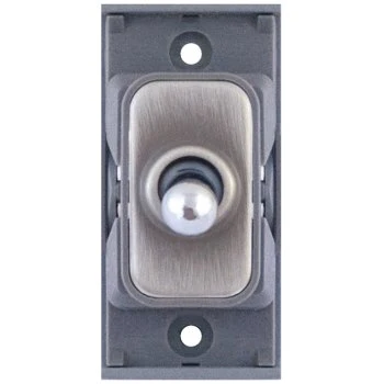 Selectric GRID360 Satin Chrome 10A Intermediate Toggle Switch Module with Grey Insert