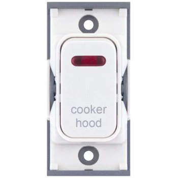 Selectric GRID360 White 20A DP Switch Module Marked ‘cooker hood’ with Neon and White Insert