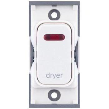 Selectric GRID360 White 20A DP Switch Module Marked ‘dryer’ with Neon and White Insert