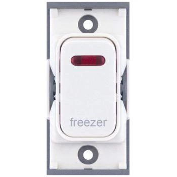 Selectric GRID360 White 20A DP Switch Module Marked ‘freezer’ with Neon and White Insert