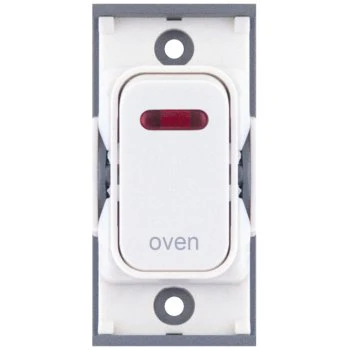 Selectric GRID360 White 20A DP Switch Module Marked ‘oven’ with Neon and White Insert
