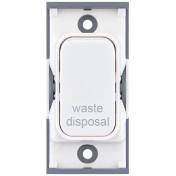 Selectric GRID360 White 20A DP Switch Module Marked ‘waste disposal’ with White Insert