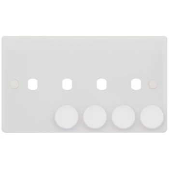 Selectric Smooth 2 Gang Quad Aperture Dimmer Plate with Matching Knobs