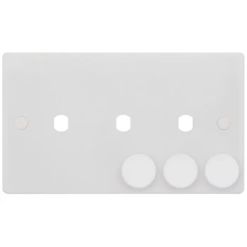 Selectric Smooth 2 Gang Triple Aperture Dimmer Plate with Matching Knobs