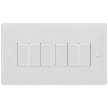 Selectric Smooth 6 Gang 10A 2 Way Switch