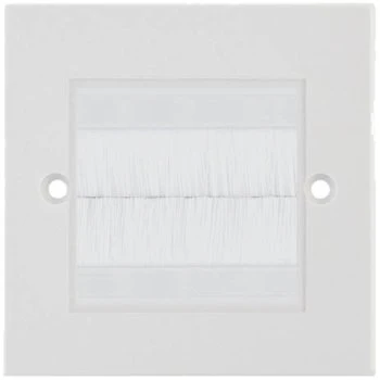 Selectric Square 1 Gang Brush Plate with White Brush