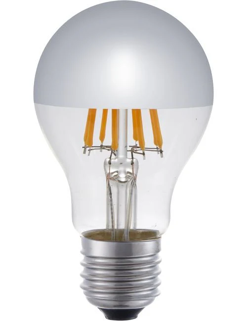 SPL LED E27 Filament GLS Top Mirror A60x105mm 230V 400Lm 65W 2500K 925 360° AC Silver Dimmable 2500K Dimmable - LF023890512