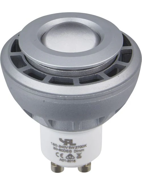 SPL LED GU10 COB MR16 PMMA 50x58mm 230V 250Lm 5W 2700K 927 30-80° AC Silver Dimmable 2700K Dimmable - L642788817