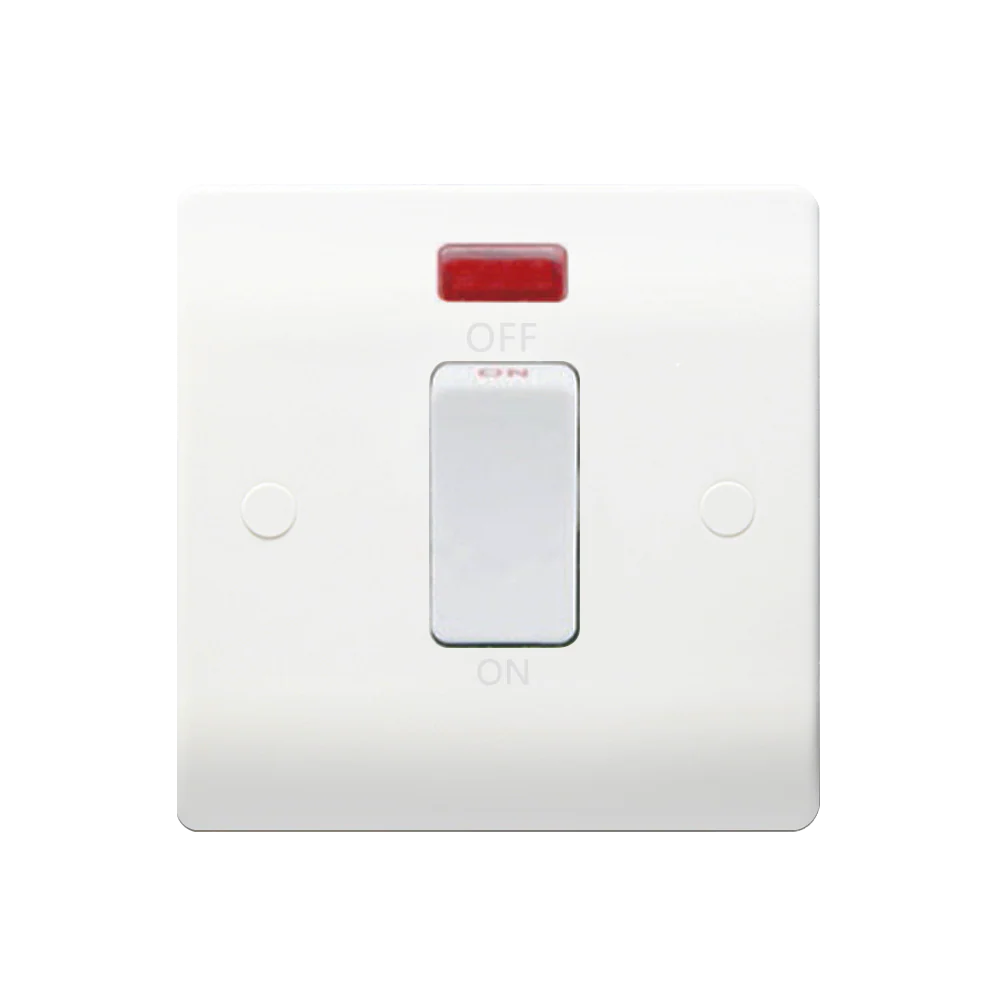 Caradok 1G 45A DP White Switch c/w Neon