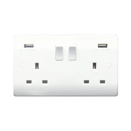 Caradok 2G 13A Switched Socket 2 USB A 3.1A
