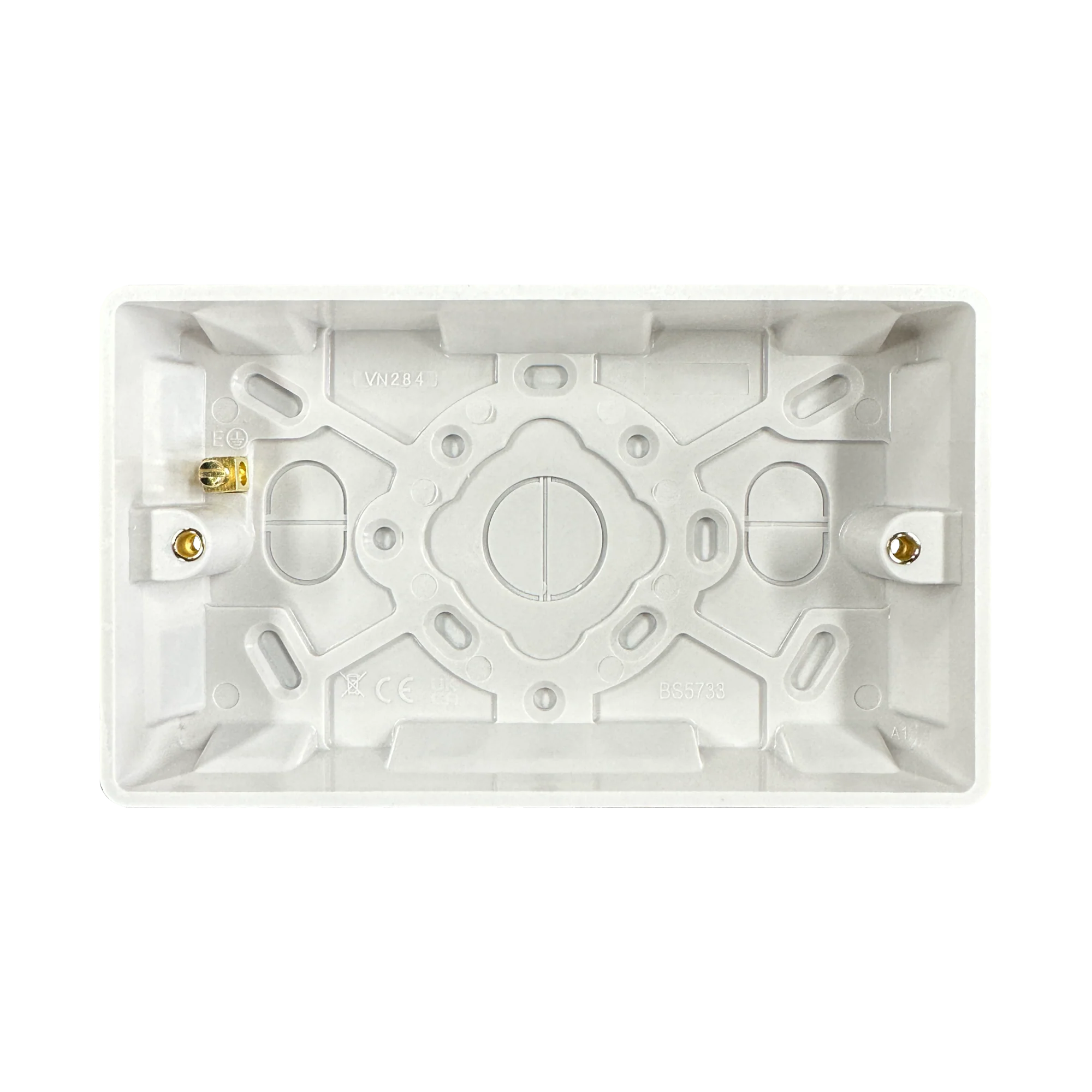 Caradok 2G 25mm White Pattress Rounded Corners