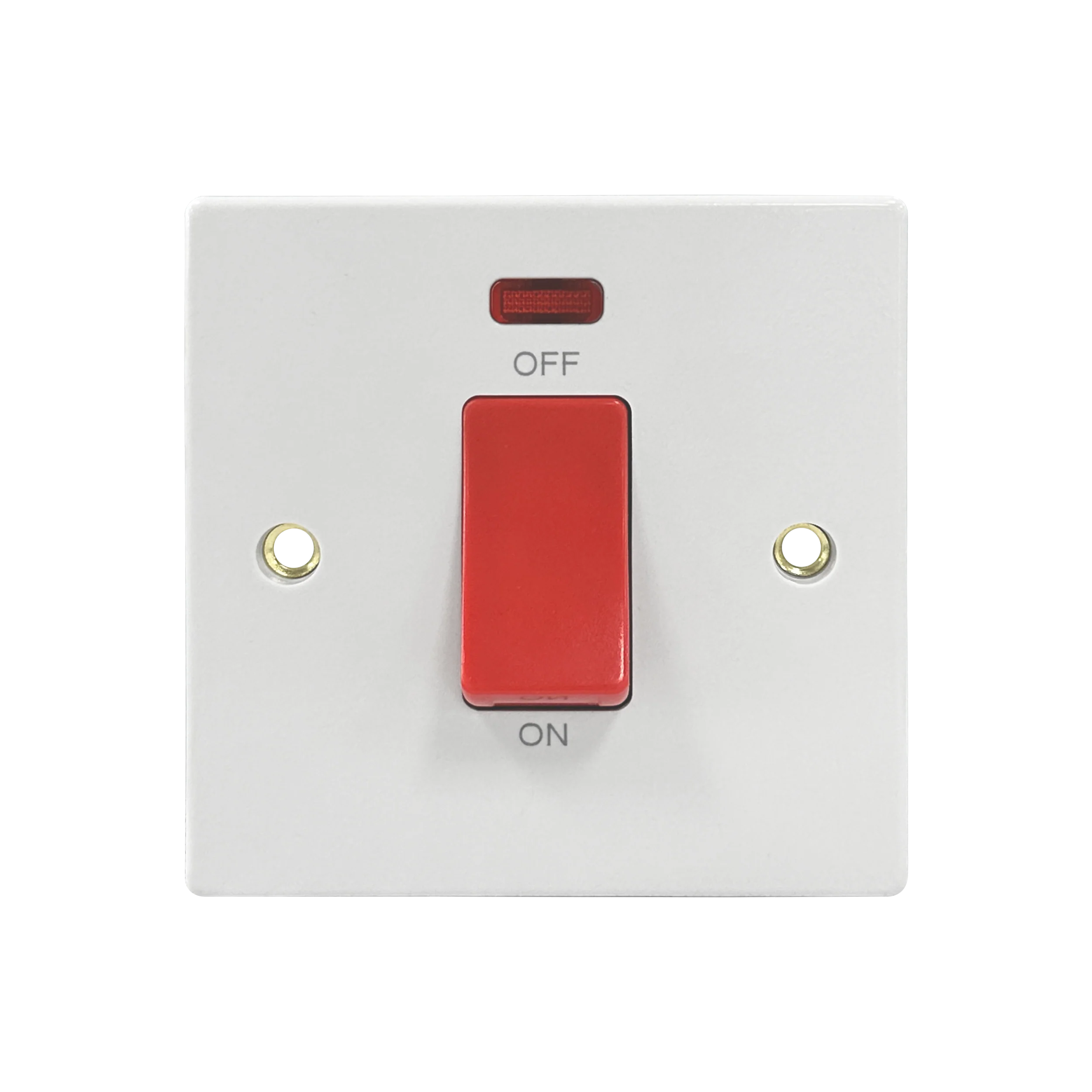 Caradok 1G 45A DP Switch c/w Neon Squared Edge