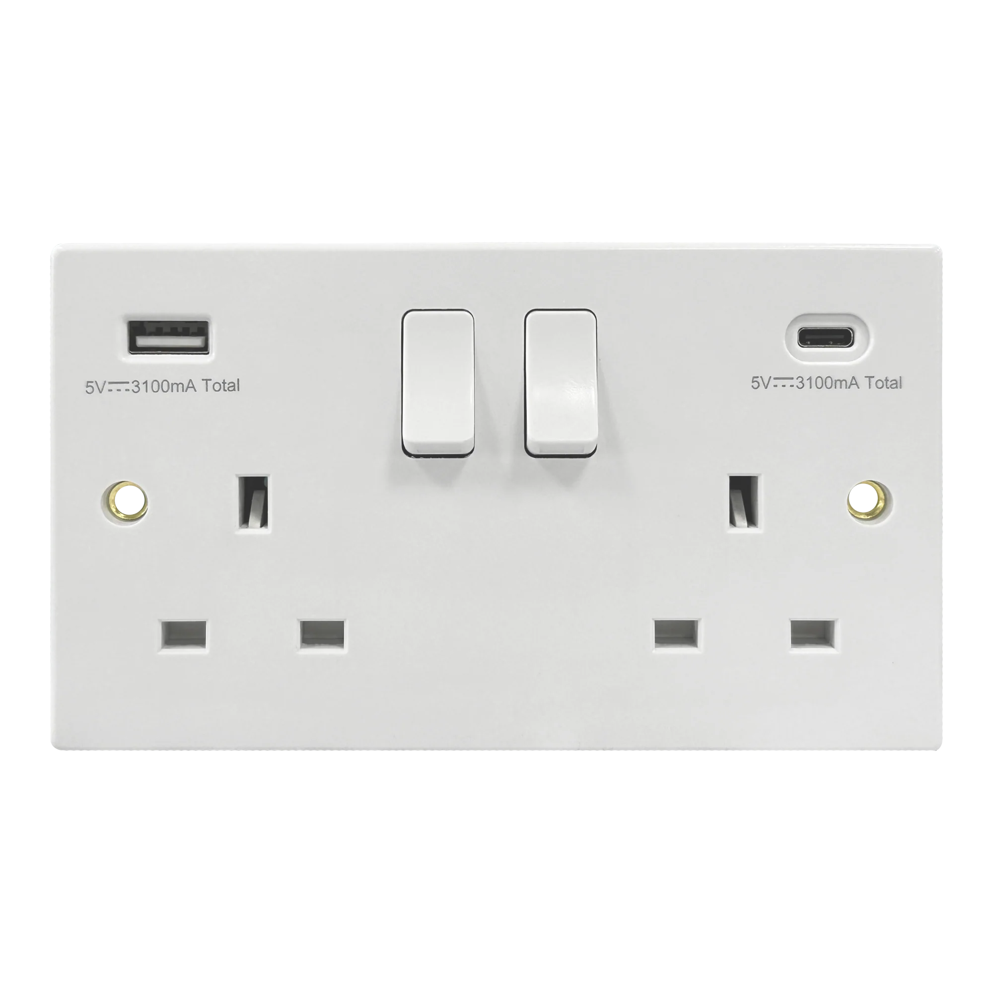 Caradok 2G 13A Switched Socket USB A + C Squared Edge