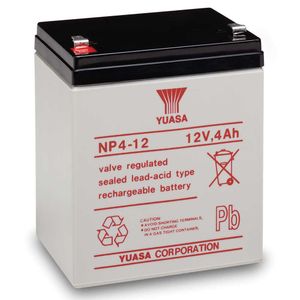 YUASA NP4-12 NP-VRLA VALVE REGULATED LEAD ACID BATTERY 12V 4AH