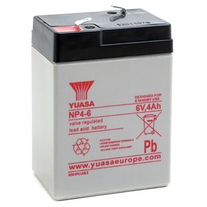 Yuasa NP4-6 NP-VRLA VALVE REGULATED LEAD ACID BATTERY 6V 4AH