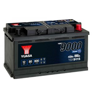 YUASA YBX9115 AGM START STOP CAR BATTERY 12V 80AH