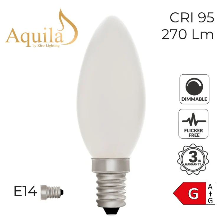 Zico Candle C35 Dim-to-Warm Porcelain 4W E14 Light Bulb Dimmable