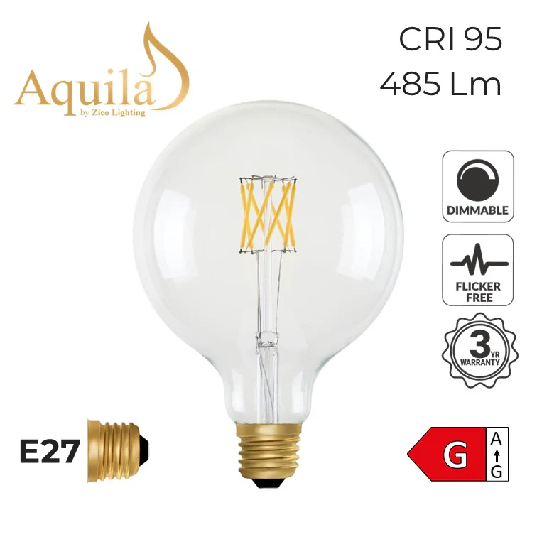 Zico ?Globe G125 Clear 6W 2200K E27 Light Bulb Dimmable