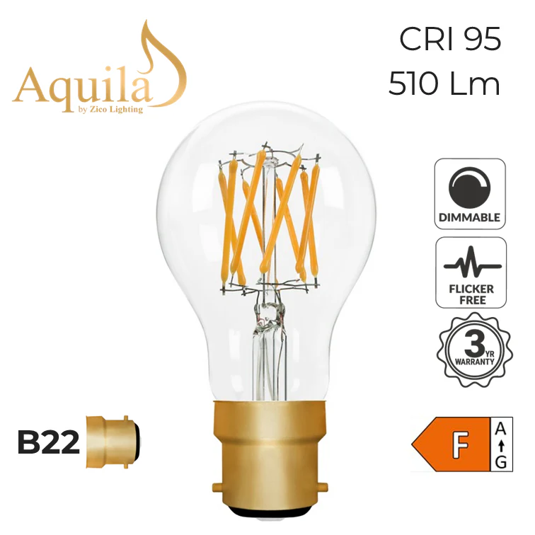 Zico GLS A60 Clear 6W 2200K B22 Light Bulb Dimmable