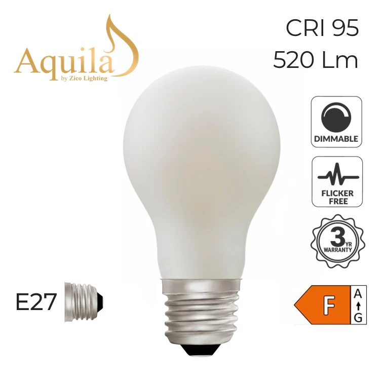 Zico GLS A60 Dim-to-Warm Porcelain 6W 2000K - 2800K E27 Light Bulb Dim-to-Warm