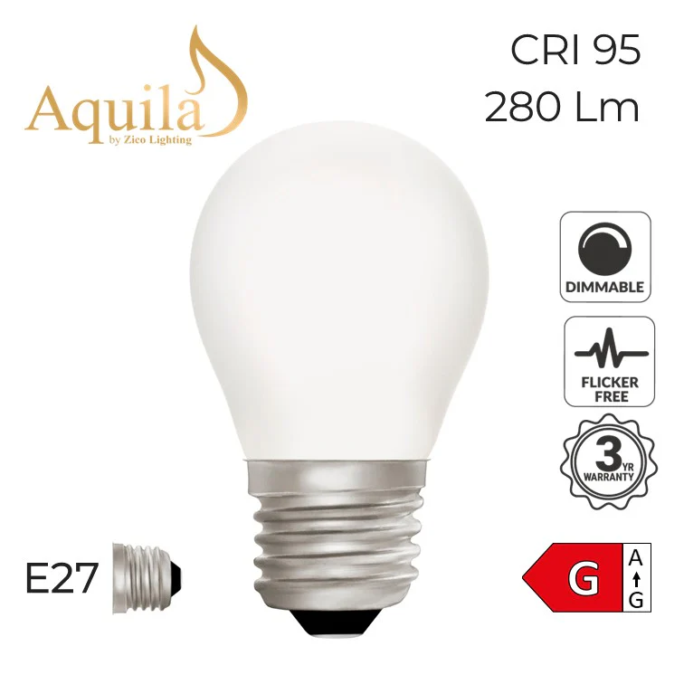 Zico Golfball G45 Porcelain 4W 2700K E27 Light Bulb Dimmable